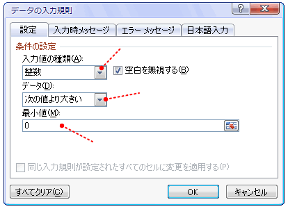 データの入力規則設定