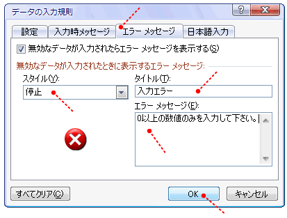 エラーメッセージ設定