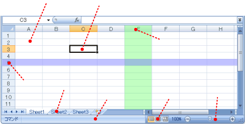 エクセル07 Excel07の画面構成