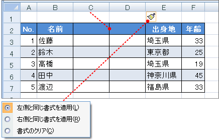 列の挿入完了